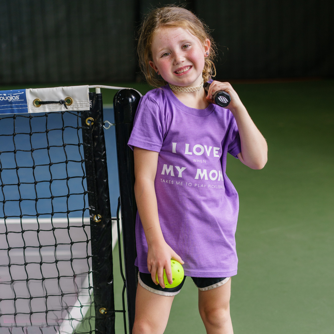 I Love When My Mom Takes Me to Play Pickleball Youth Tee